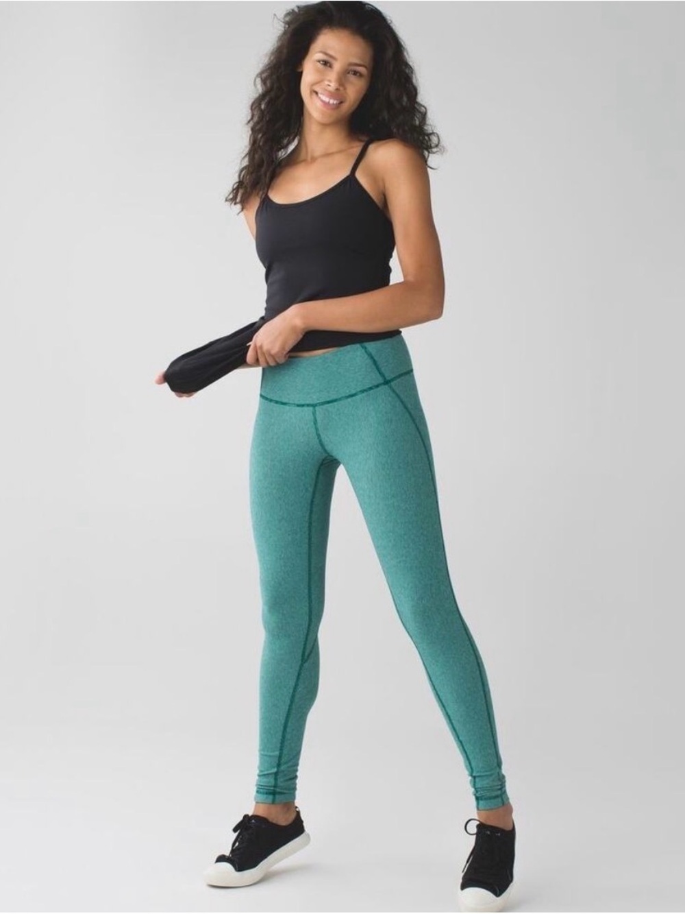 EUC lululemon athletica Wunder Under Teal Striped Green High-Rise Leggings